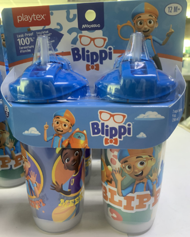Playtex Baby Stage 3 Blippi & Meekah Straw Cups, Spill-Proof, Leak