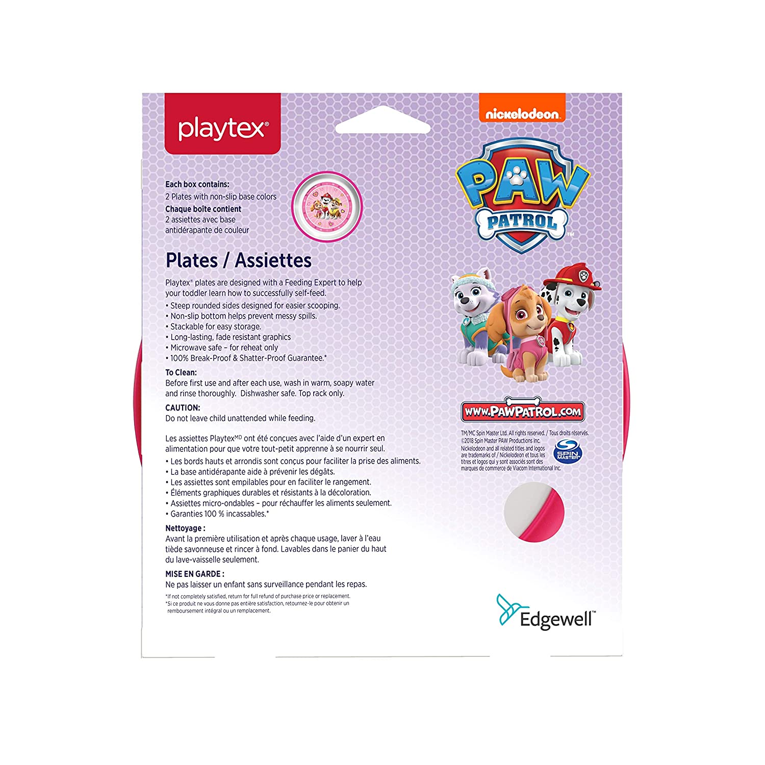Playtex® Paw Patrol™ Never Fade, Never Peel 2 Pack Plates  - PINK