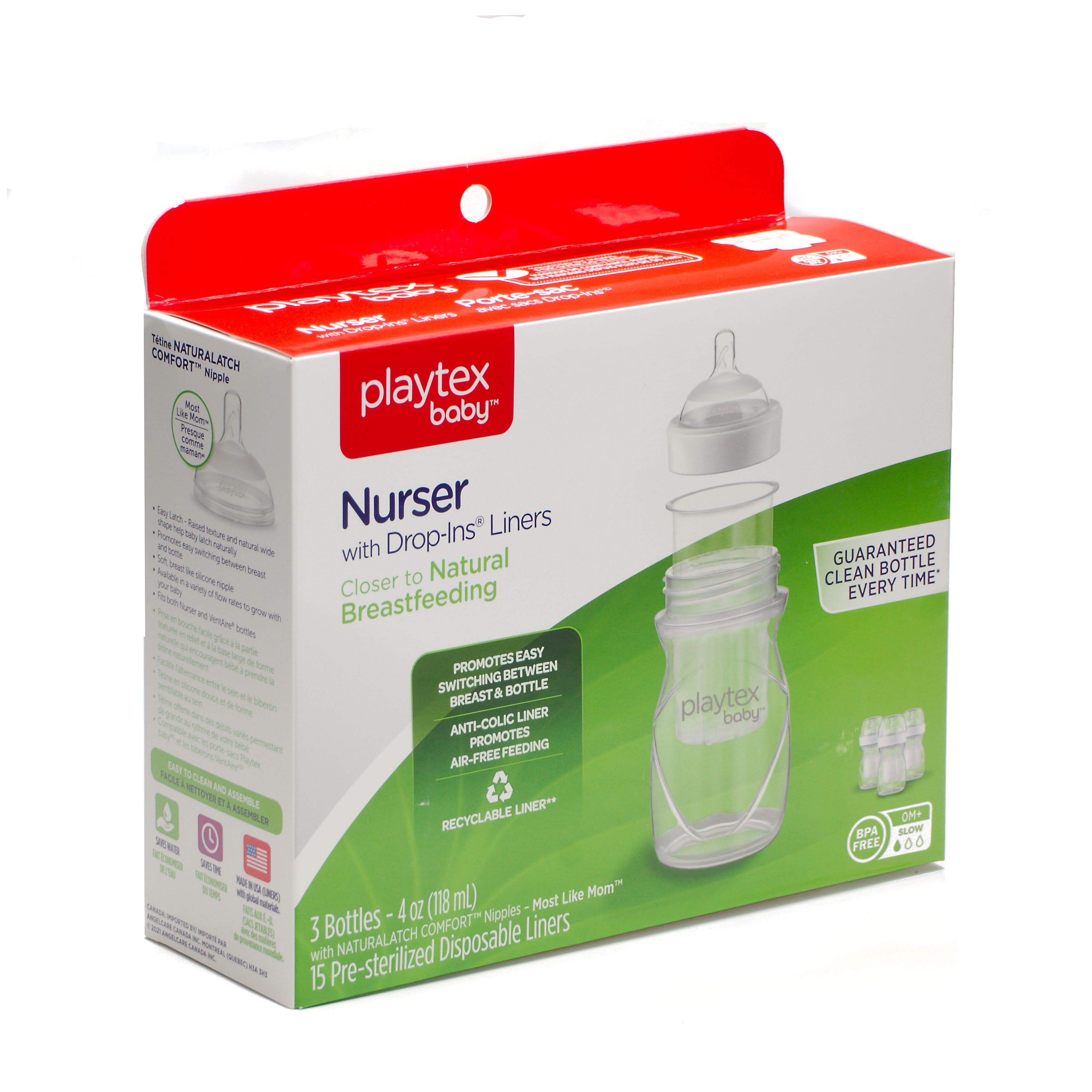 Playtex Baby™ Anti-Colic Nurser Bottles with Drop-Ins® Liners – 3 Pack (NF)