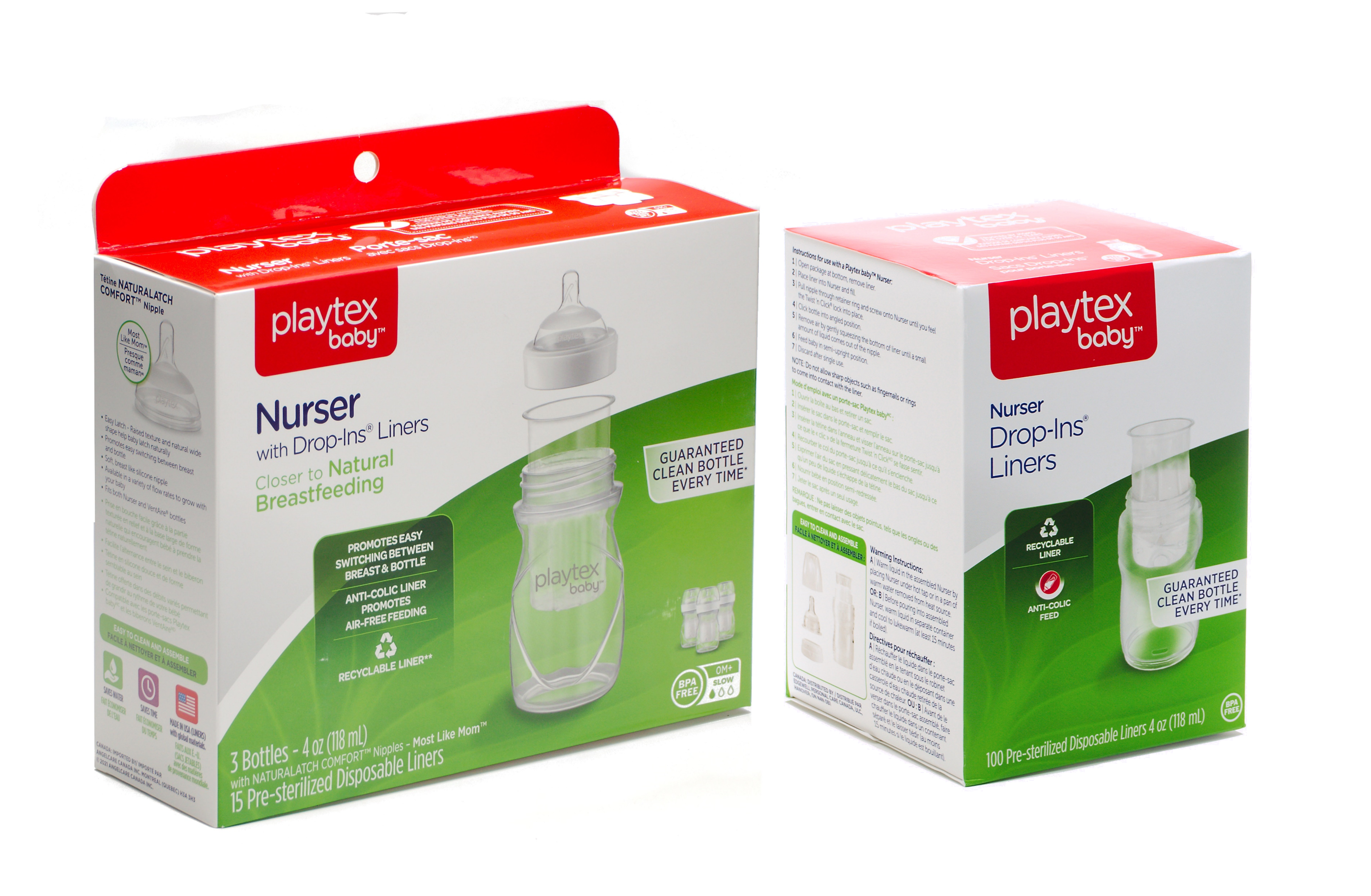 Playtex Baby™ Anti-Colic Nurser Bottles with Drop-Ins® Liners – 3 Pack