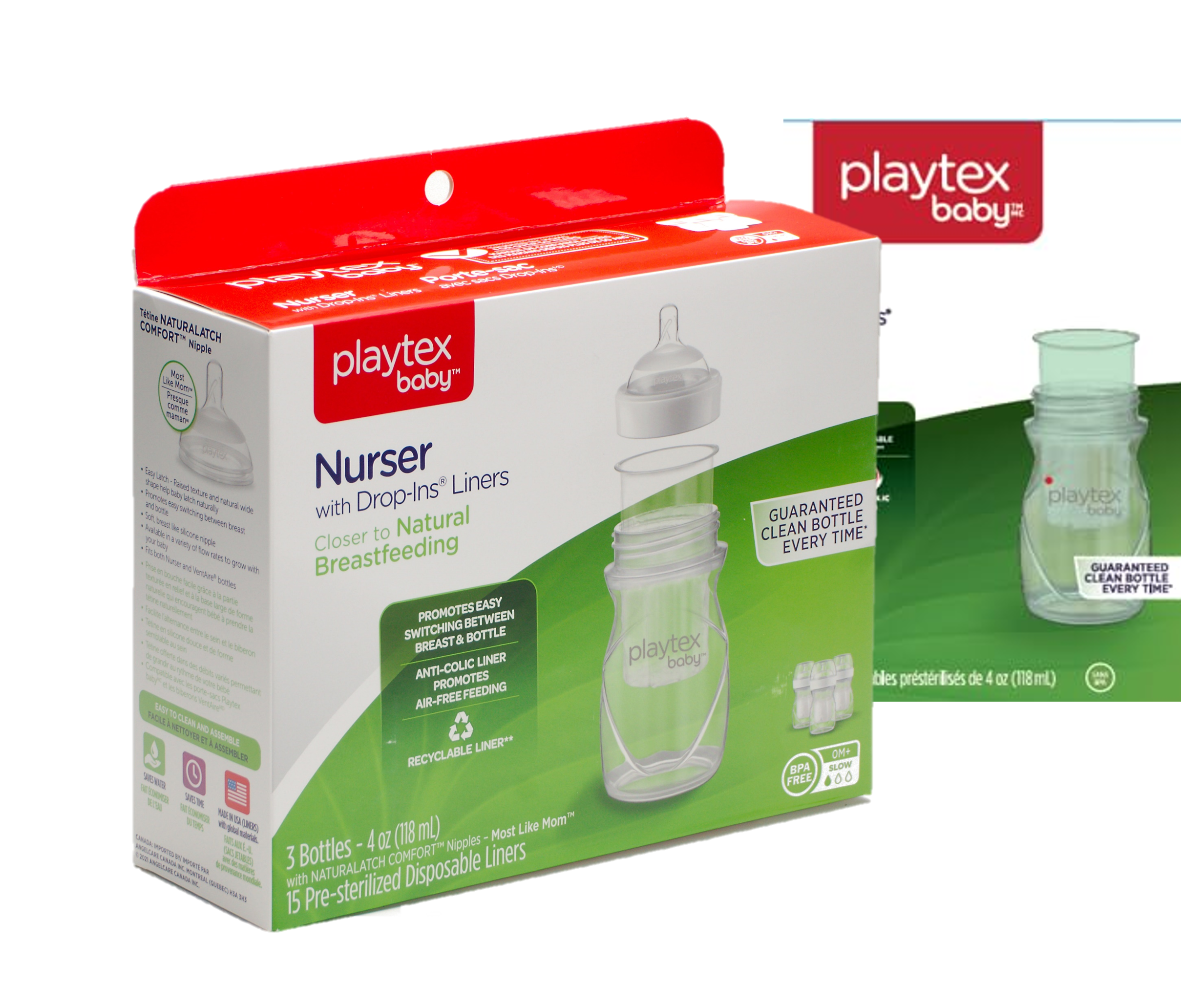 Playtex Baby™ Anti-Colic Nurser Bottles with Drop-Ins® Liners – 3 Pack (NF)