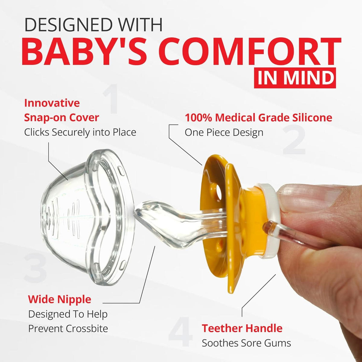 Binky Orthodontic Pacifier Set with Snap On Cover - Wild and Cuddly Series  - Rabbit and Lion