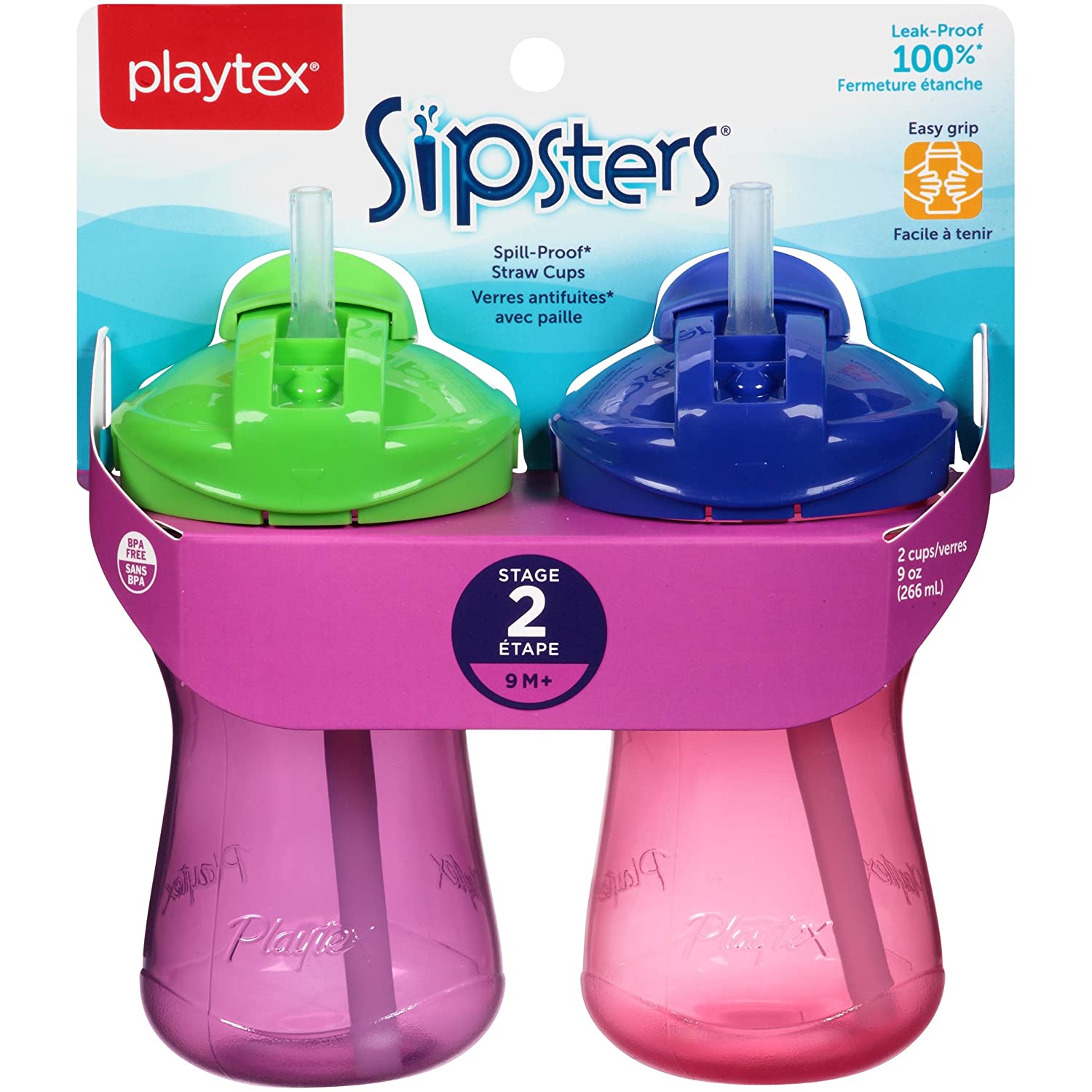 Playtex® Stage 2 Straw Cup  - 2 Pack - Pink & Purple