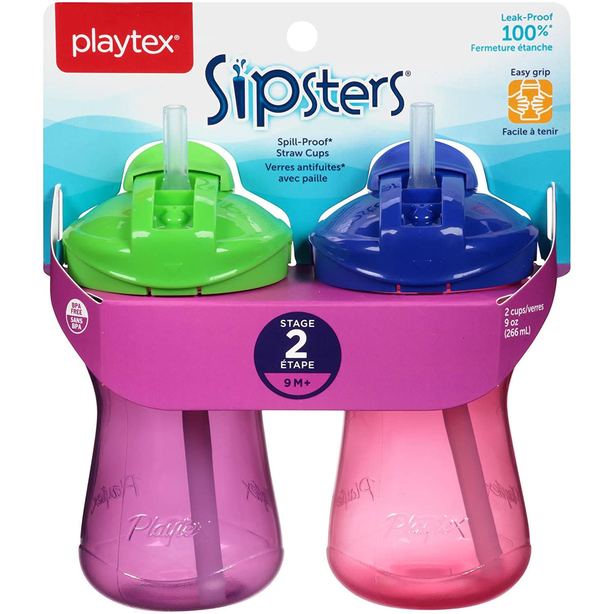 Playtex® Stage 2 Straw Cup  - 2 Pack - Pink & Purple