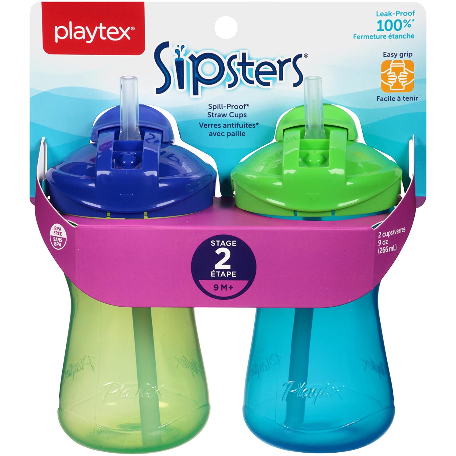 Playtex® Stage 2 Straw Cup  - 2 Pack - Blue and Green