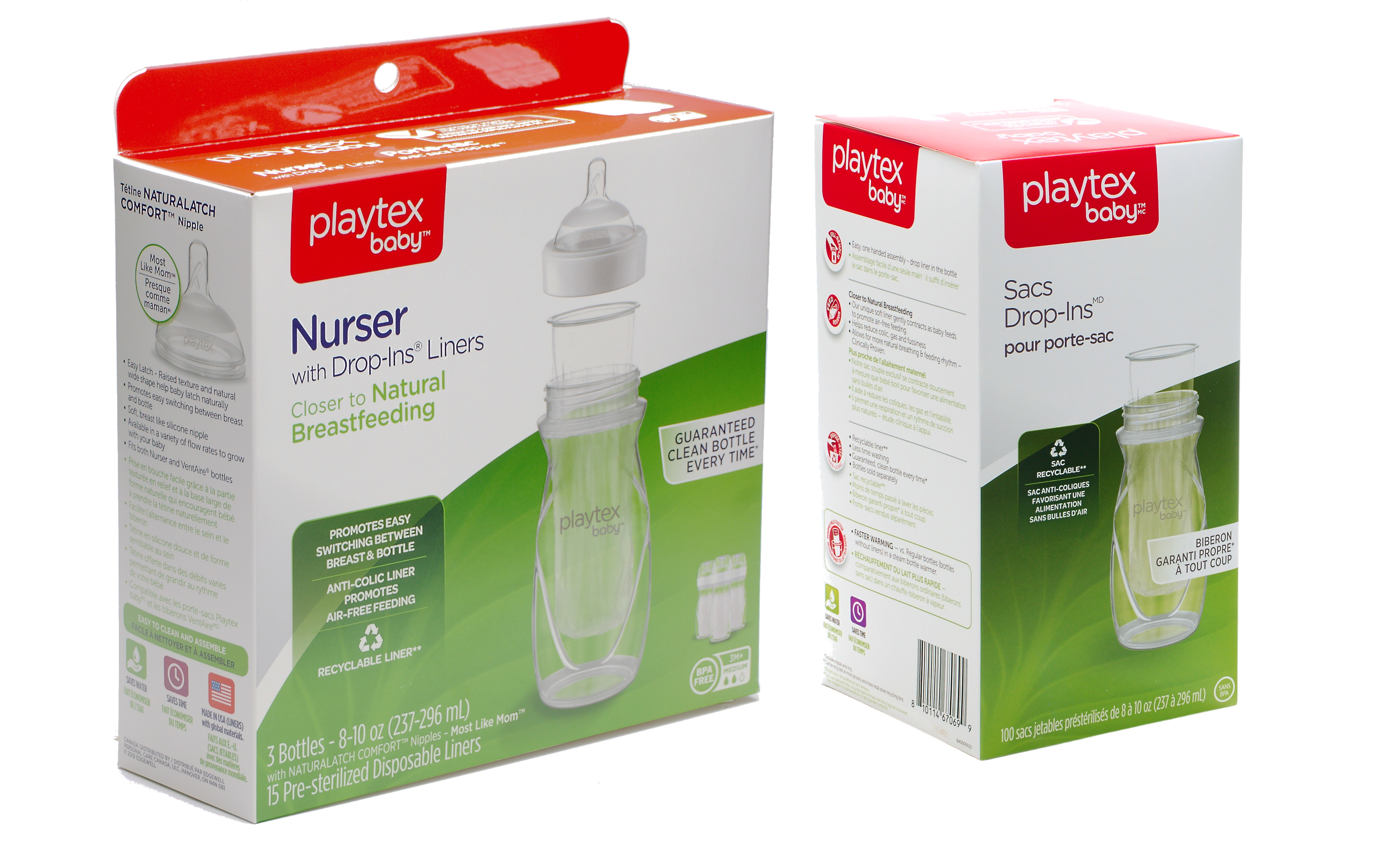 Playtex Baby™ Anti-Colic Nurser Bottles with Drop-Ins® Liners – 3 Pack (NF)