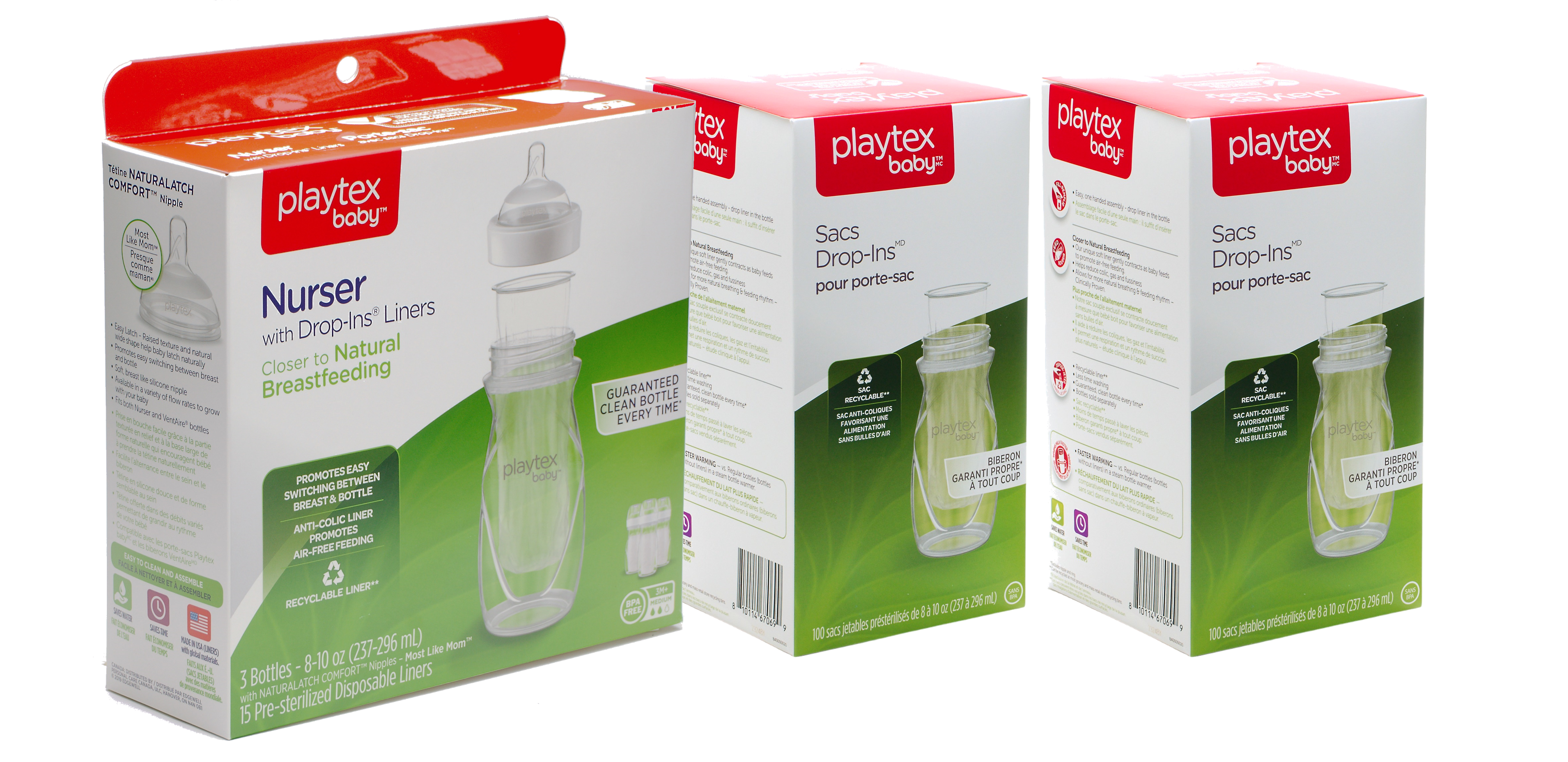 Playtex Baby™ Anti-Colic Nurser Bottles with Drop-Ins® Liners – 3 Pack