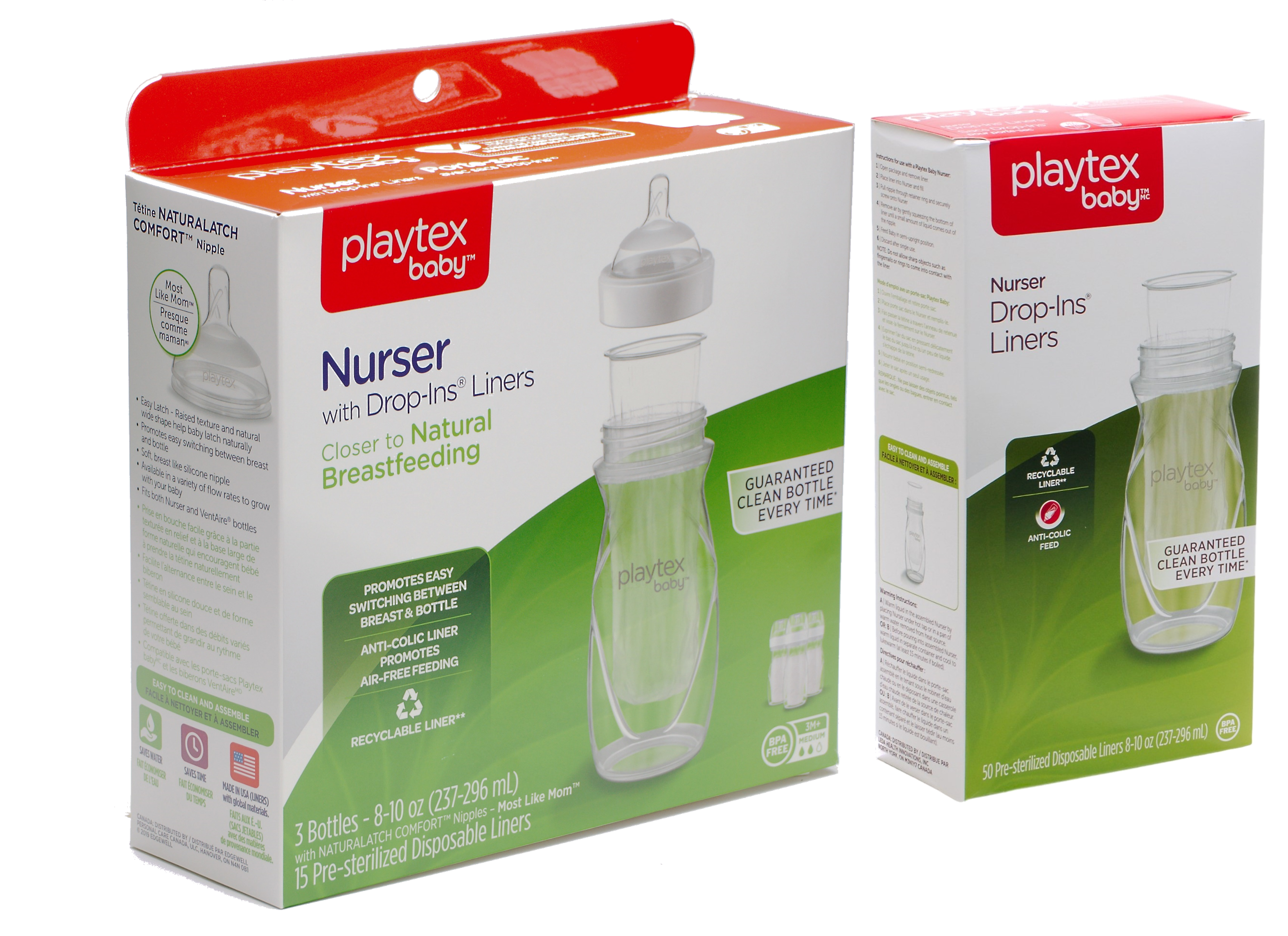 Playtex Baby™ Anti-Colic Nurser Bottles with Drop-Ins® Liners – 3 Pack