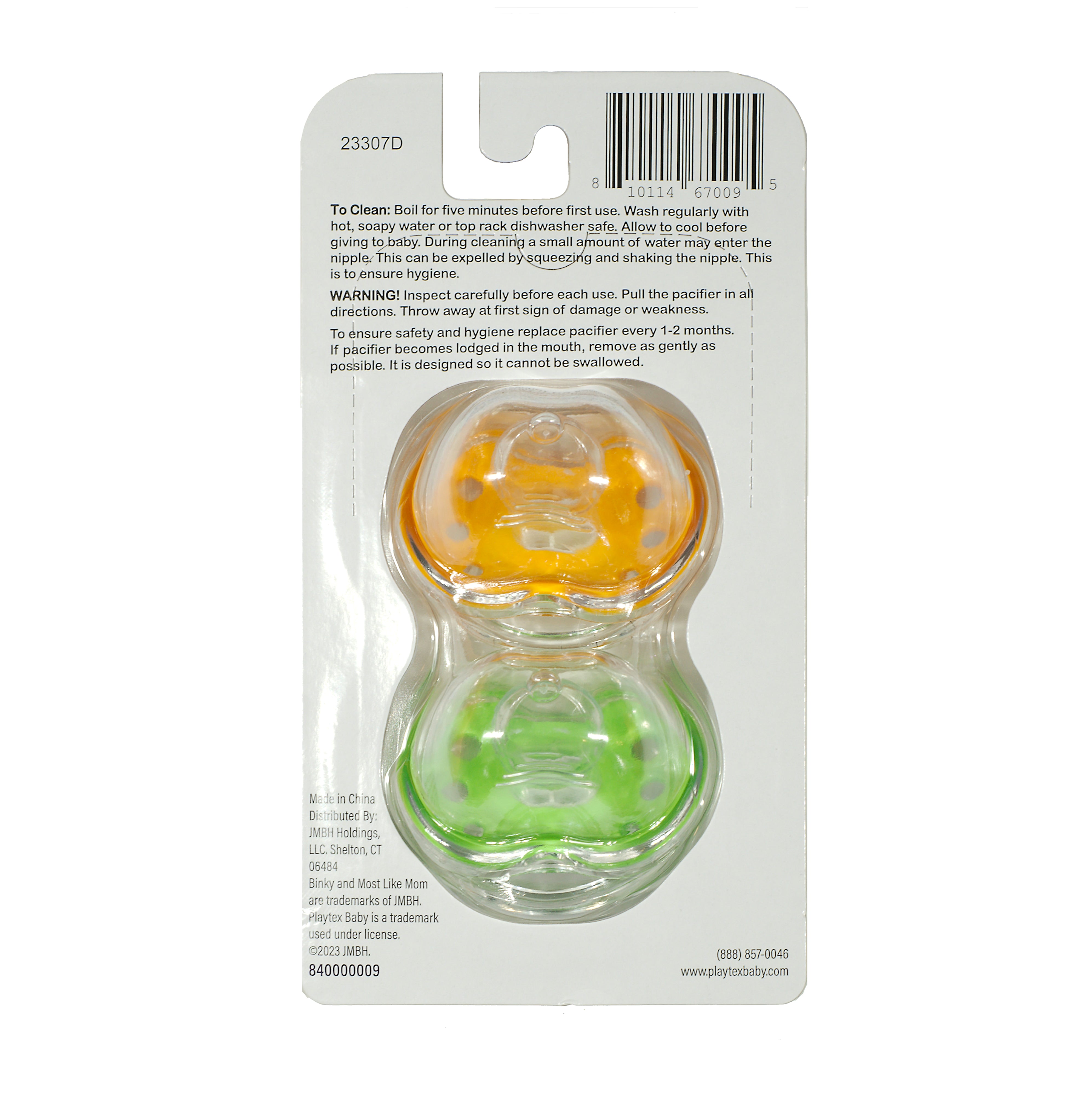 Binky Orthodontic Pacifier Set with Snap On Cover - Wild and Cuddly Series  - Rabbit and Lion (6 Month Plus)