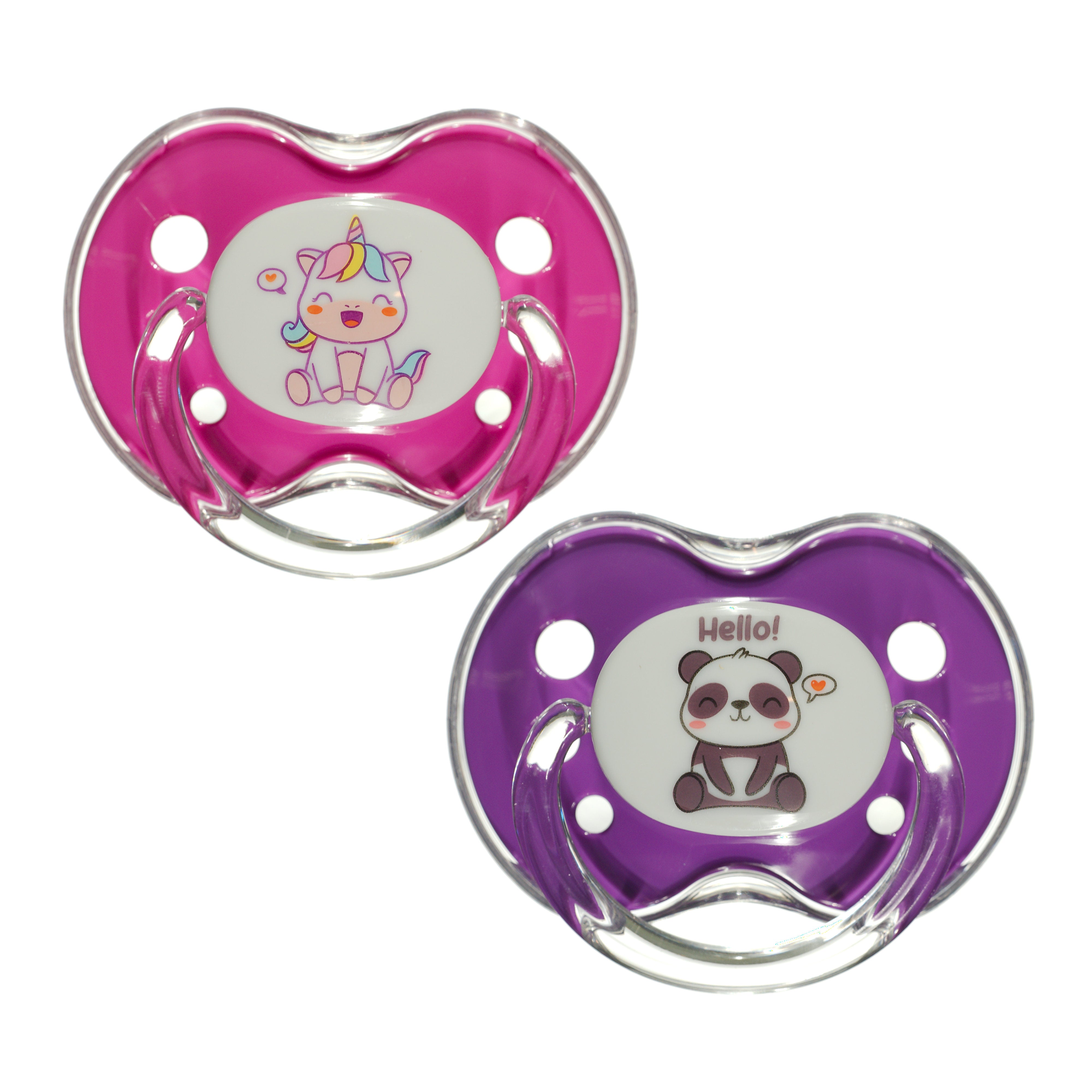 Binky Orthodontic Pacifier With Snap On Cover - Wild and Cuddly Series  - Unicorn & Panda