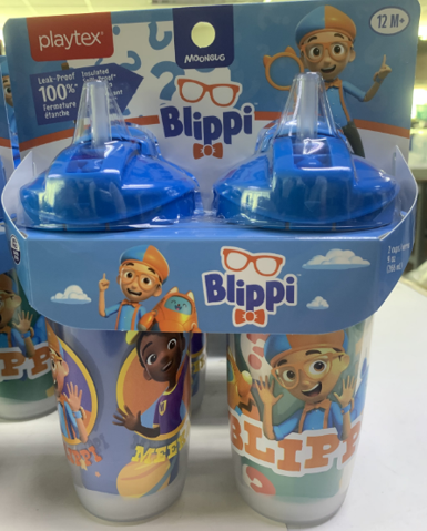 Playtex Baby Stage 3 Blippi & Meekah Straw Cups, Spill-Proof, Leak-Proof, Insulated, 3D Graphics, 9 Ounce (Pack of 2)