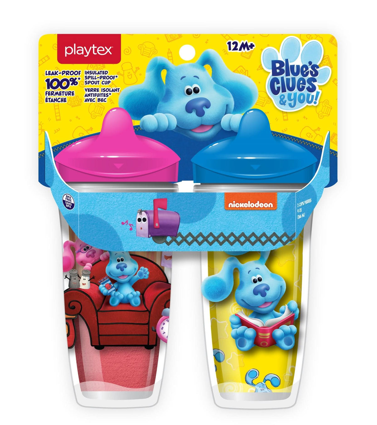 Playtex Baby Sipsters Stage 3 Blue's Clues Hard Spout, Spill-Proof, Leak-Proof, and Insulated, 9 Ounce (Pack of 2)