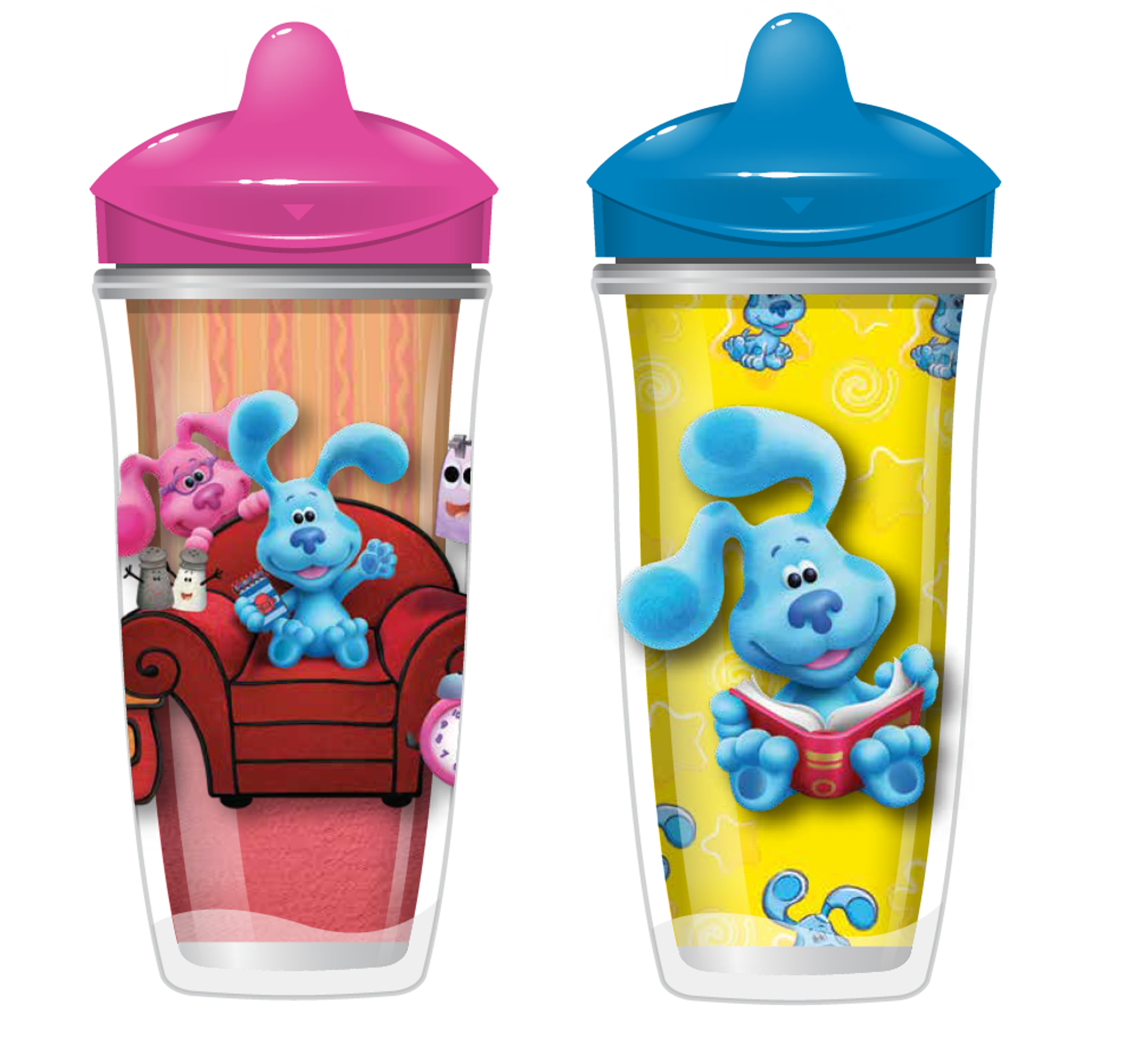 Playtex Baby Sipsters Stage 3 Blue's Clues Straw Cups, Spill-Proof, Leak-Proof, and Insulated, 9 Ounce (Pack of 2)