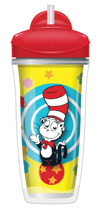 Playtex Baby Stage 3 Dr. Seuss Straw Cups, Spill-Proof, Leak-Proof, Insulated, 3D Graphics, 9 Ounce (Pack of 2)