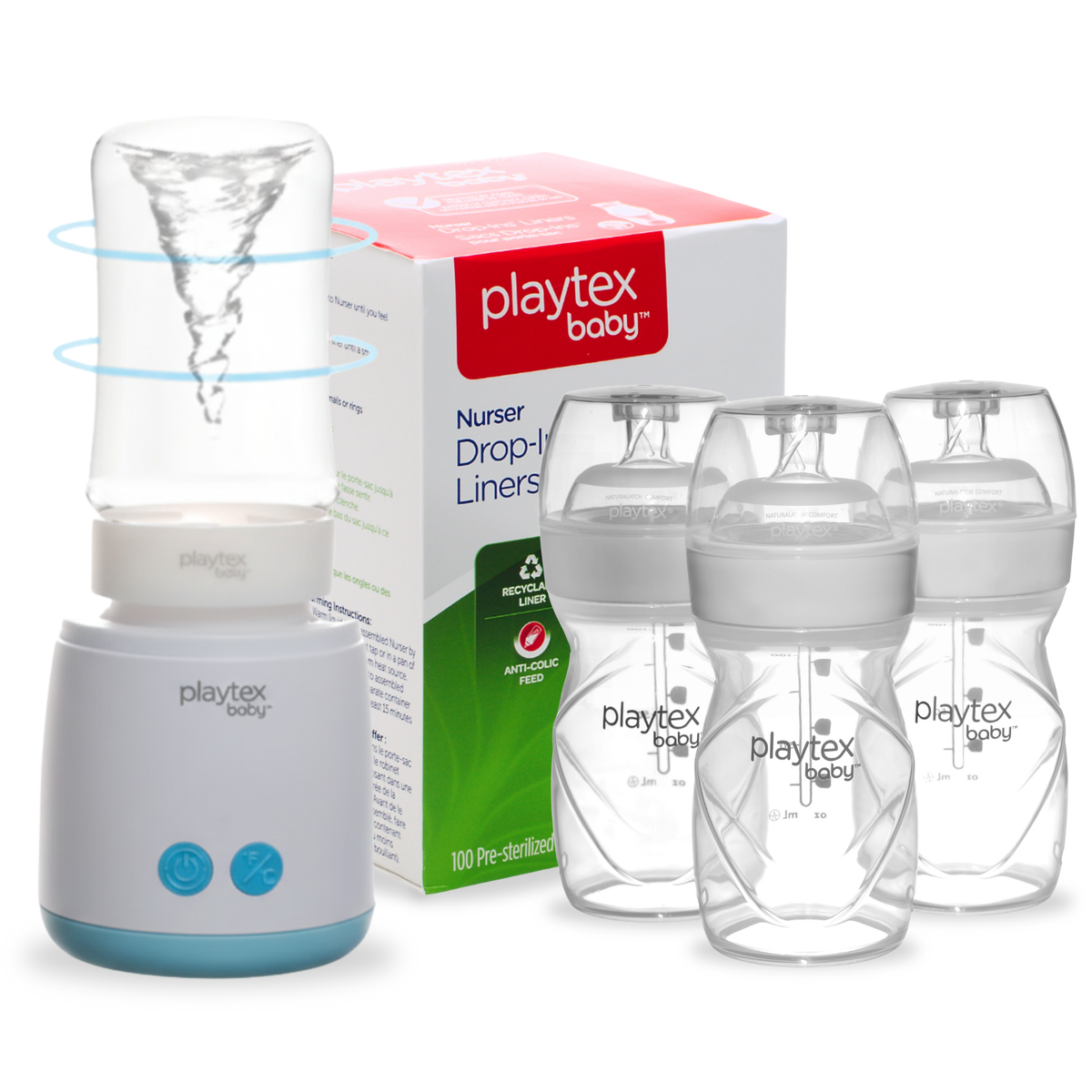 Playtex Vortex Rechargeable Bottle Warmer – Fast, Even Heating with Built-In Mixing Swirl