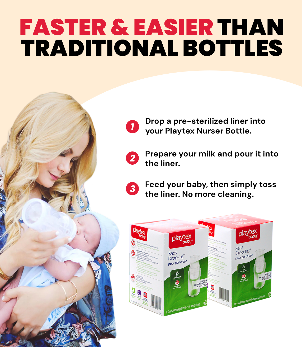 Playtex Baby™ Nurser Bottles with Drop-Ins® Liners - 3 Pack 4 oz Free Product Bundle