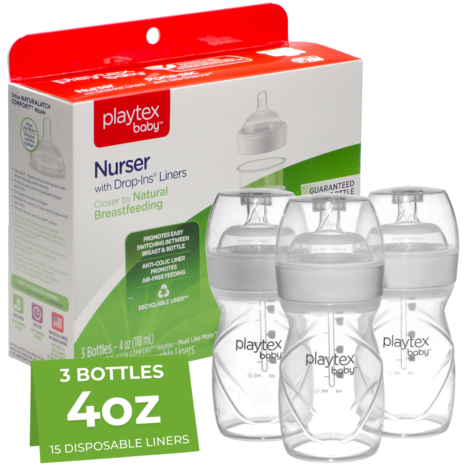 Playtex Baby™ Anti-Colic Nurser Bottles with Drop-Ins® Liners –
