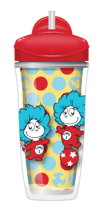 Playtex Baby Stage 3 Dr. Seuss Straw Cups, Spill-Proof, Leak-Proof, Insulated, 3D Graphics, 9 Ounce (Pack of 2)