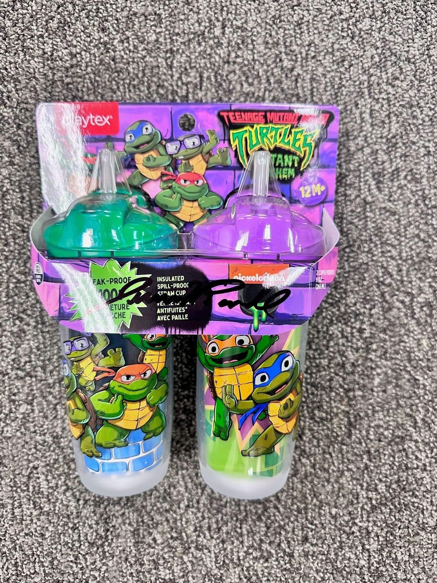 Playtex Baby Stage 3 Teenage Mutant Ninja Turtles Straw Cups, Spill-Proof, Leak-Proof, Insulated, 3D Graphics, 9 Ounce (Pack of 2)