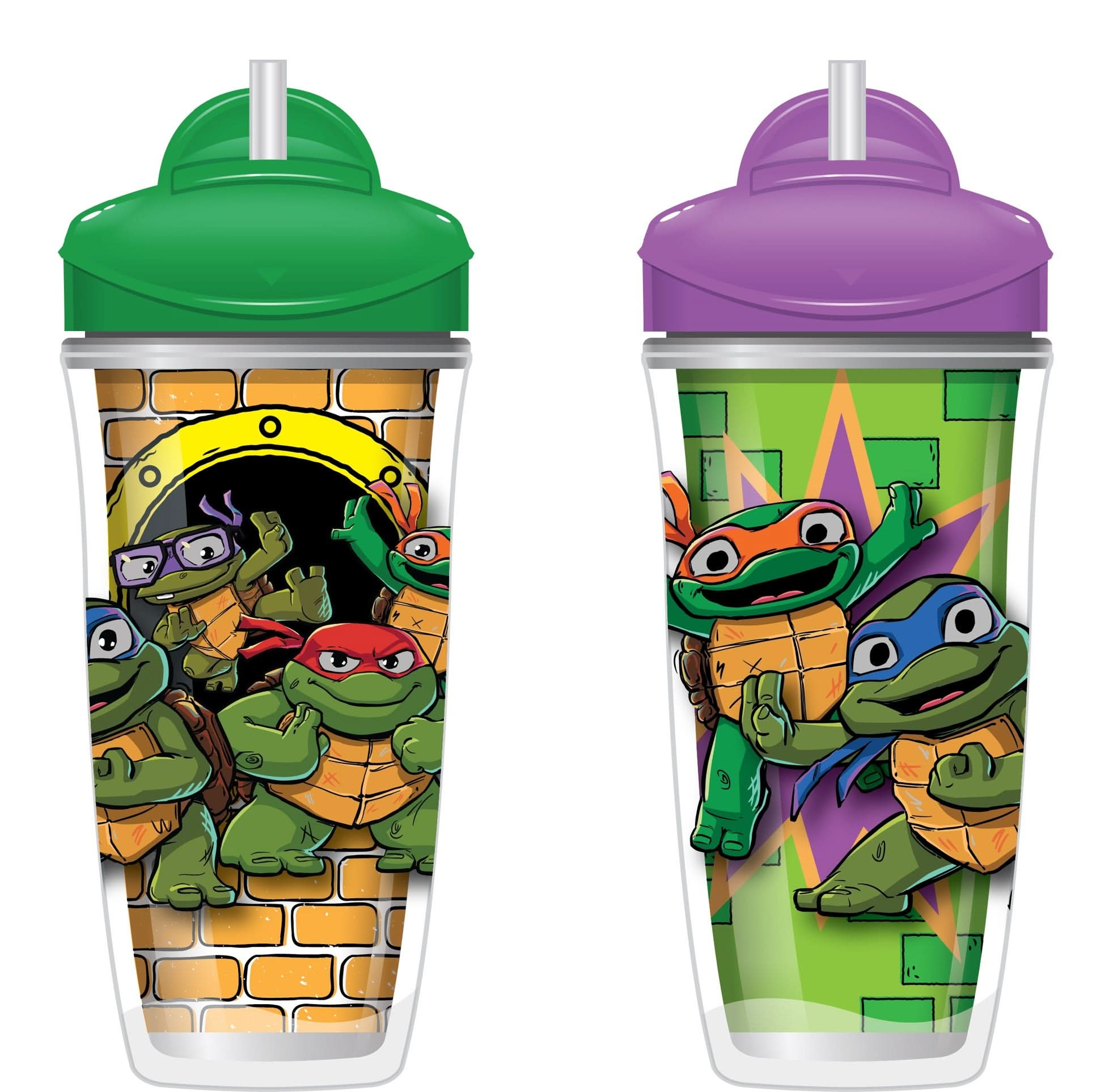 Playtex Baby Stage 3 Teenage Mutant Ninja Turtles Straw Cups, Spill-Proof, Leak-Proof, Insulated, 3D Graphics, 9 Ounce (Pack of 2)