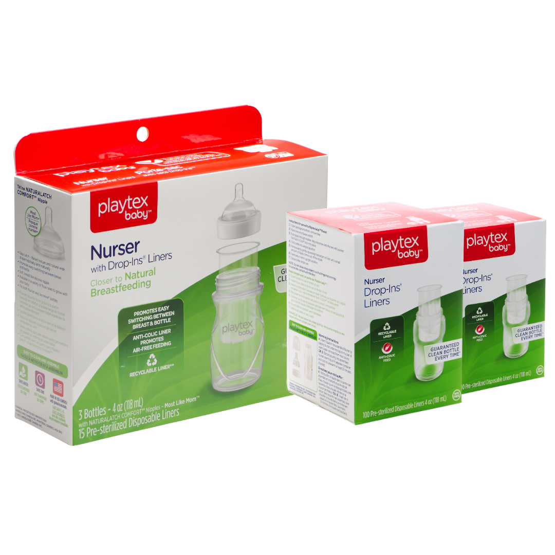 Playtex Baby™ Nurser Bottles with Drop-Ins® Liners - 3 Pack 4 oz