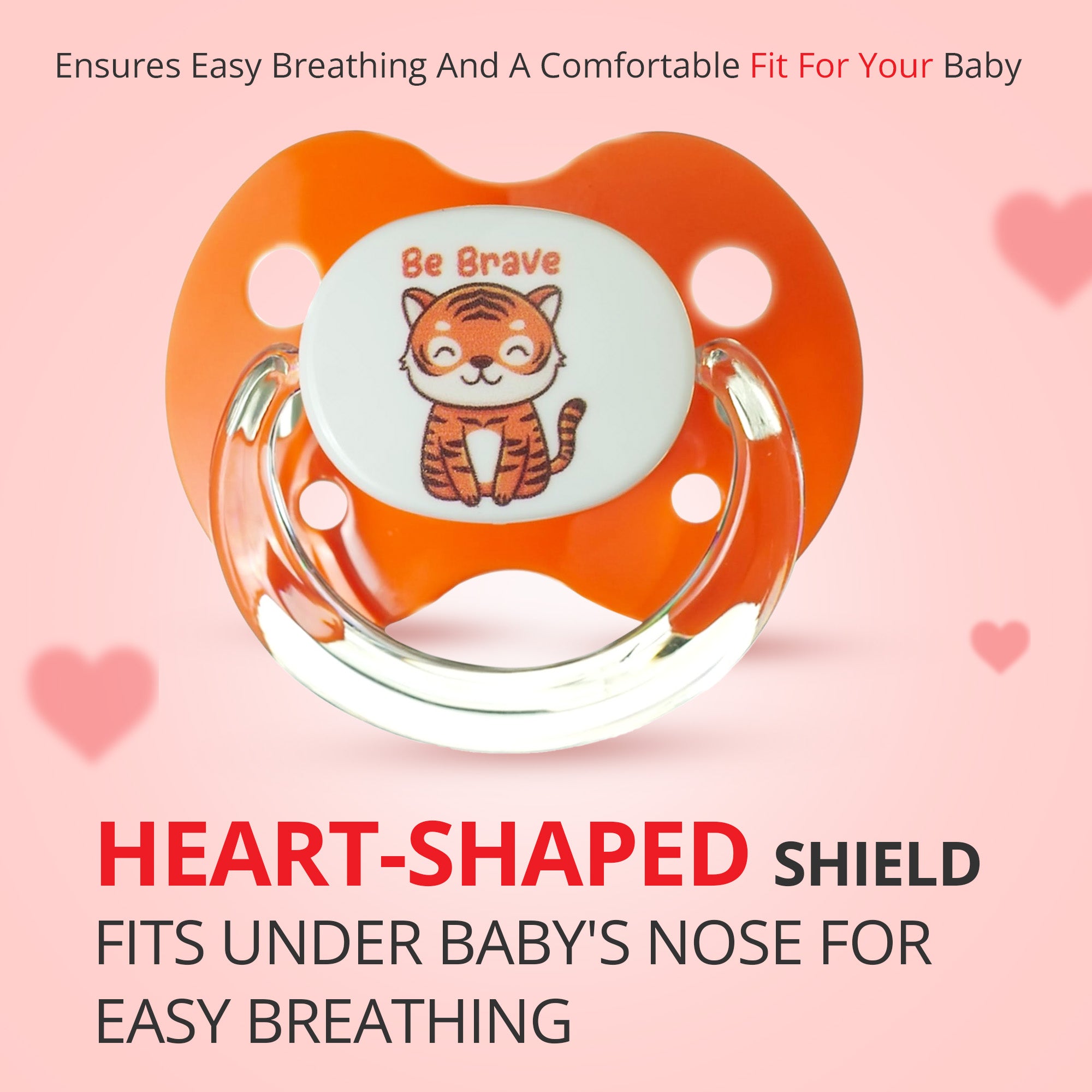 Binky® Orthodontic Pacifier With Snap On Cover - Wild and Cuddly Series  - Elephant and Tiger