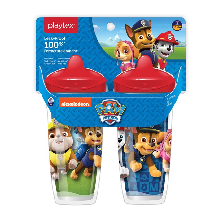  Playtex Sipsters Stage 2 360° Paw Patrol Spill-Proof,  Leak-Proof, Break-Proof Spoutless Cup for Girls, 10 Ounce - Pack of 2 : Baby