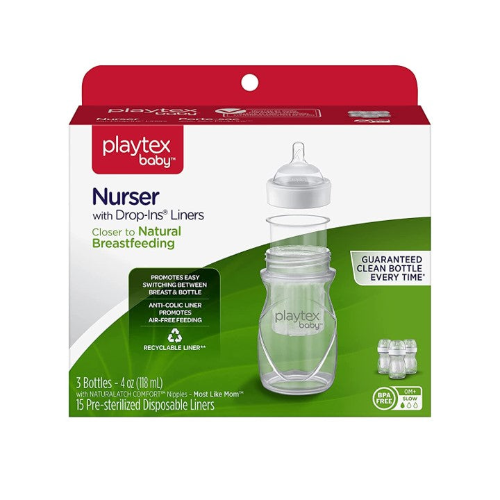 Playtex Baby™ Nurser Bottles with Drop-Ins® Liners - 3 Pack 4 oz –  PlaytexBaby