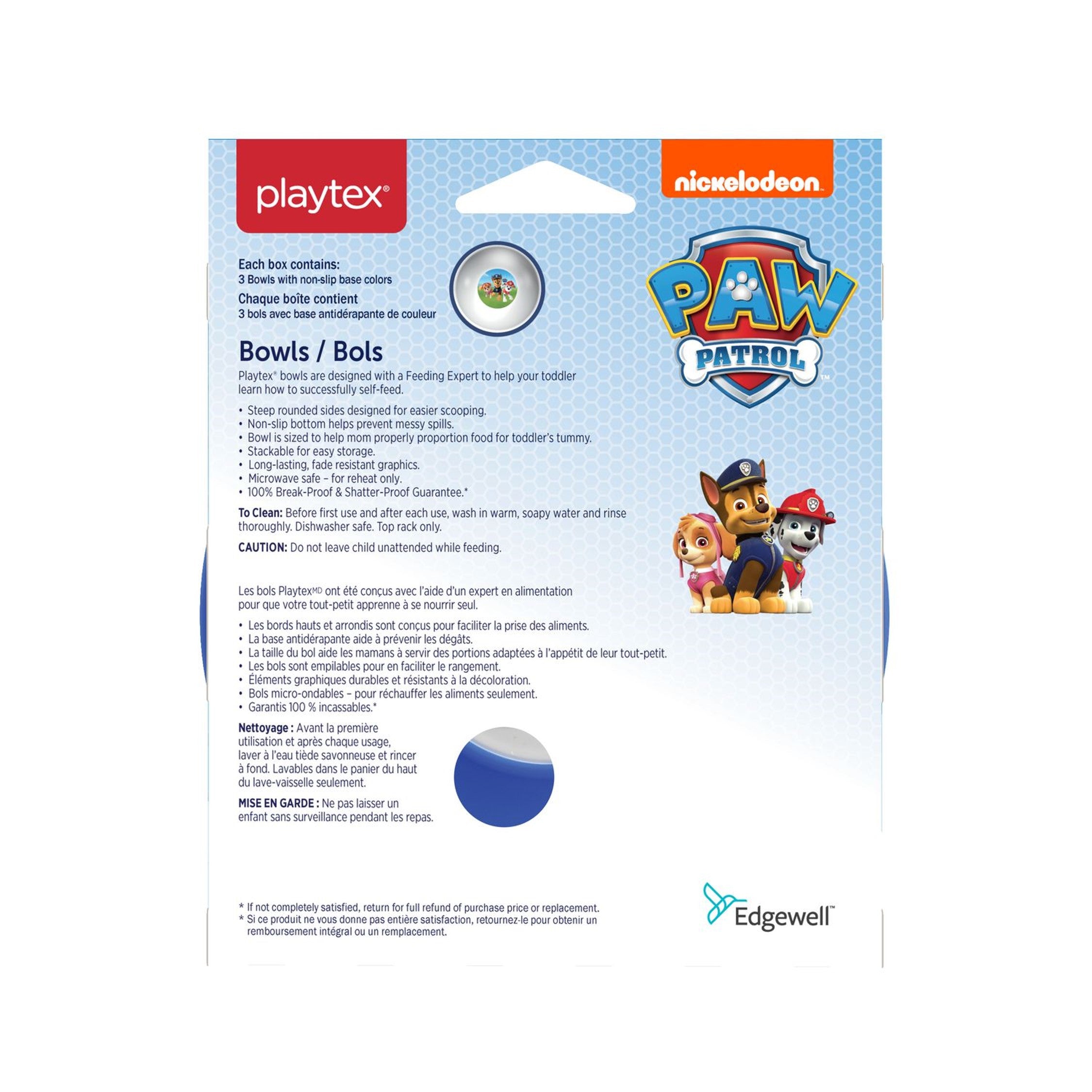 Playtex® Paw Patrol™ Never Fade, Never Peel 3 Pack Bowls  - Blue