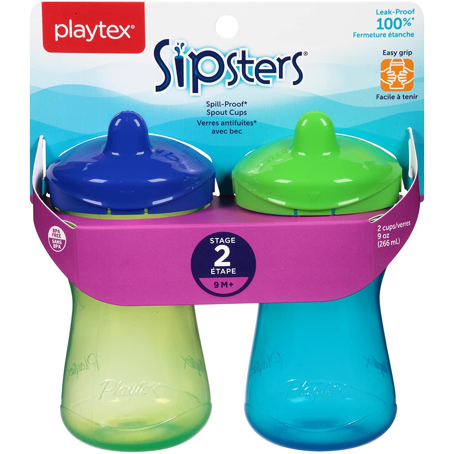 Spoutless Sippy Cup Playtex Spill-Proof ORIGINAL Purple Green lid