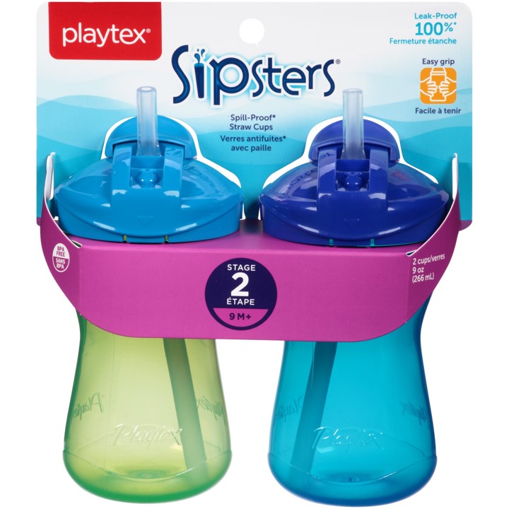 Playtex® Stage 2 Straw Cup  - 2 Pack - Green and Blue