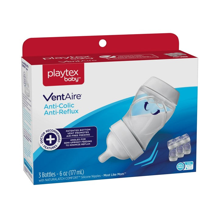 Playtex Baby VentAire Bottle for Boys, Helps Prevent Colic and Reflux, 9  Ounce Blue Bottles, 3 Count